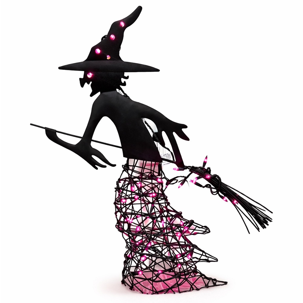 Vintage Lighted Witch Halloween Decoration Black Purple